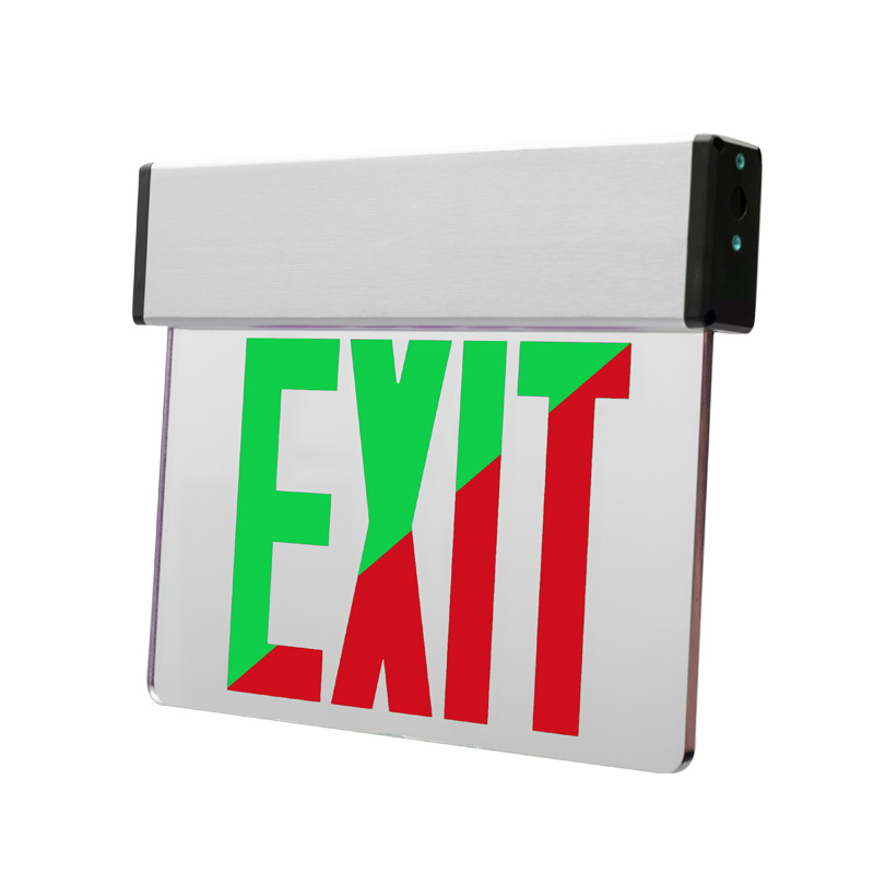 China UL Listed Edge-lit Bi-color Aluminum LED Emergency Exit Sign-Red ...